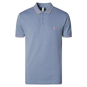 Camisa Polo Reserva Enxuto Novo Friso Masculino Azul Claro