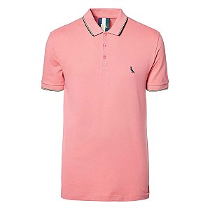 Camisa Polo Reserva Enxuto Novo Friso Masculino Rosa Goiaba