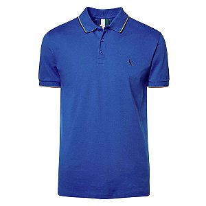 Camisa Polo Reserva Enxuto Novo Friso Masculino Azul