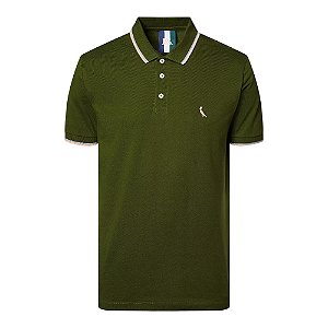 Camisa Polo Reserva Friso Duplo Masculino Algodão Verde
