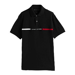 Camisa Polo Tommy Hilfiger Chest Insert Reg Masculino Preto