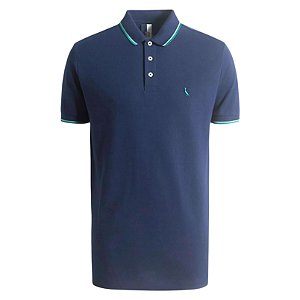 Camisa Polo Reserva Friso Duplo Masculino Algodão Marinho