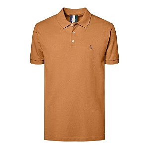 Camisa Polo Reserva Piquet Classica Masculino Marrom Ocre