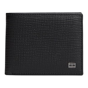 Carteira Tommy Hilfiger Flag Mini Cc Couro Preto
