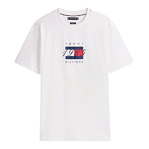 Camiseta Tommy Hilfiger Linear Flag Graphic Tee Branco