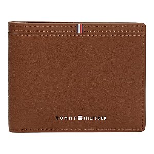 Carteira Tommy Hilfiger Corp Mini Cc Masculino Couro Marrom