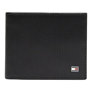 Carteira Tommy Hilfiger Flag Mini Cc Masculino Couro Preto