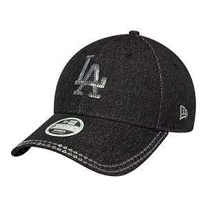 Boné New Era 940 Los Angeles Dodgers Denim Preto Feminino