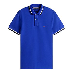 Camisa Polo Tommy Hilfiger Cuff Interest Slim Fit Azul