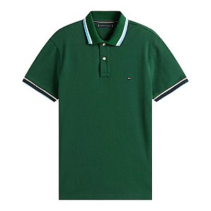 Camisa Polo Tommy Hilfiger Cuff Interest Slim Fit Verde