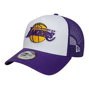 Boné New Era Los Angeles Lakers Side Patch Trucker Roxo