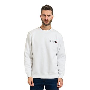 Moletom Tommy Hilfiger Small Crest Outline Crew Neck Branco