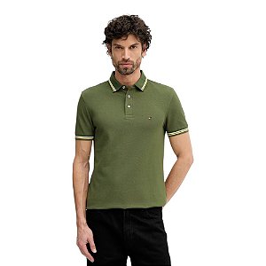 Camisa Polo Tommy Hilfiger Tipped Slim Fit Verde