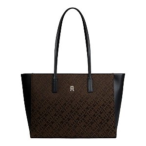Bolsa Tommy Hilfiger Im Latam Jacquard Tote Feminina Preta