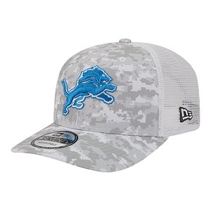 Boné New Era 970 Detroit Lions Salute Service Cinza