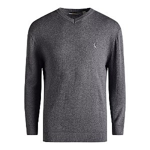 Suéter Reserva Basico Gola V Masculino Cinza Escuro