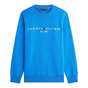 Moletom Tommy Hilfiger Logo Sweatshirt Masculino Azul