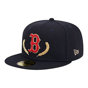 Boné New Era Gold Leaf 5950 Boston Red Sox Marinho Masculino
