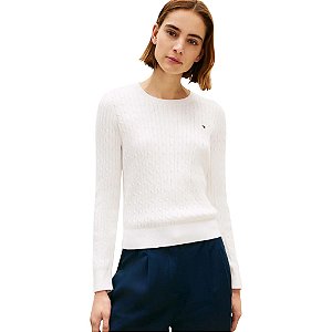 Suéter Tommy Hilfiger Co Cable C-Neck Feminino Off White