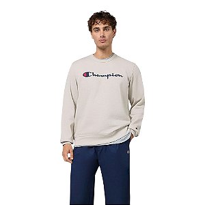 Moletom Champion Crewneck Athletic Script Dark Caqui