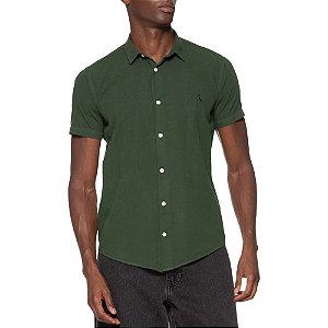 Camisa Social Reserva Manga Curta Oxford Color Verde