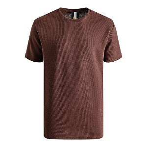Camiseta Reserva Regular Waffle Masculino Marrom Escuro