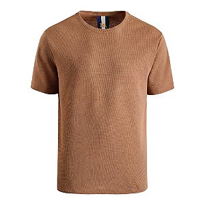 Camiseta Reserva Regular Waffle Masculino Caramelo