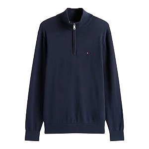 Suéter Tommy Hilfiger Essential Gola Alta C/Ziper Marinho