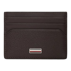 Carteira Tommy Hilfiger Leather Signature Plaque Card Marrom