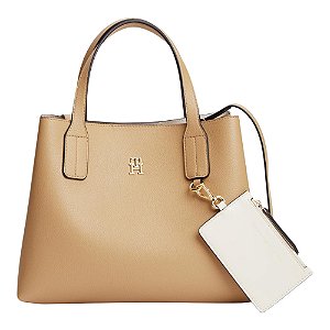 Bolsa Tommy Hilfiger Icon Mini Satchel Feminina Caqui