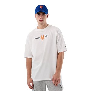 Camiseta New Era Regular Script New York Mets Branco