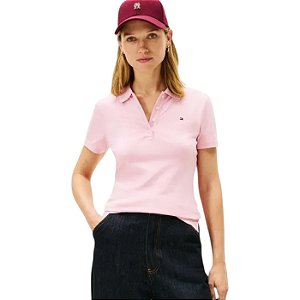 Camisa Polo Tommy Hilfiger Co Pique Classic Feminino Rosa