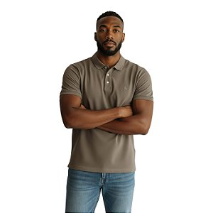 Camisa Polo Reserva Piquet Classica Masculino Cinza Argila
