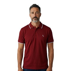 Camisa Polo Reserva Enxuto Friso Unico Vermelho Canela