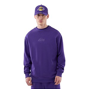 Moletom New Era Tonal Crew Los Angeles Lakers Roxo
