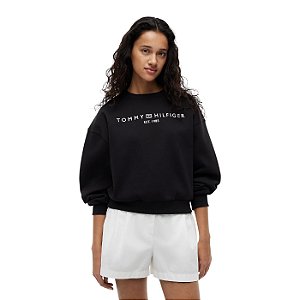 Moletom Tommy Hilfiger Fleece Feminino Preto