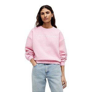 Moletom Tommy Hilfiger Fleece Feminino Rosa Claro