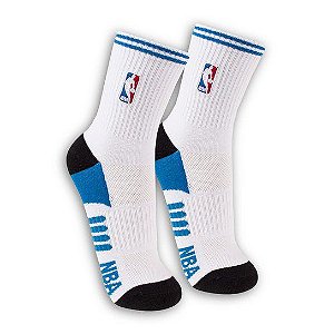 Meia NBA Logoman Cano Médio Branca/Azul