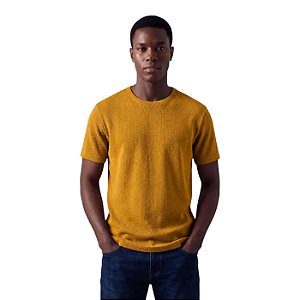 Camiseta Reserva Regular Waffle Masculino Amarelo Mostarda