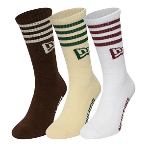 Meia New Era 3 Pares Cano Longo Branded Sortido