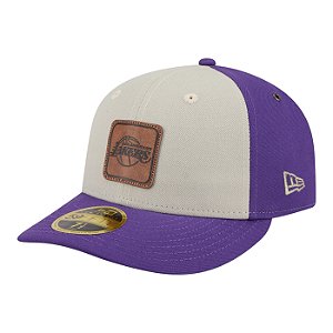 Boné New Era Quilted 5950 Los Angeles Lakers Roxo e Bege