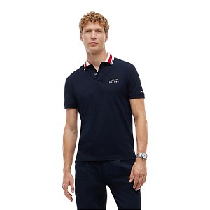 Camisa Polo Tommy Hilfiger Pique Undercollar Marinho
