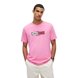 Camiseta Tommy Hilfiger Small Graphic NYC Masculino Rosa