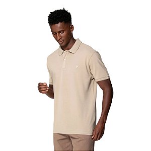 Camisa Polo Guess Silk Gola Bege Masculino