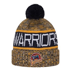 Gorro New Era Knit Golden State Warriors Amarelo e Marinho