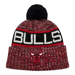 Gorro New Era Knit Chicago Bulls Preto e Vermelho