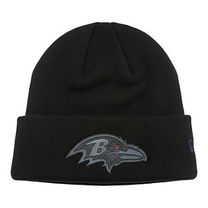 Gorro New Era Knit Chrome Baltimore Ravens Preto