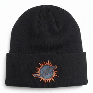 Gorro New Era Knit Chrome Miami Dolphins Preto