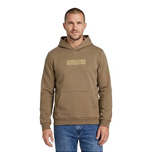 Moletom Guess Com Capuz Logo Bordado Masculino Bege
