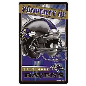 Placa Decorativa 18x30cm Baltimore Ravens NFL
